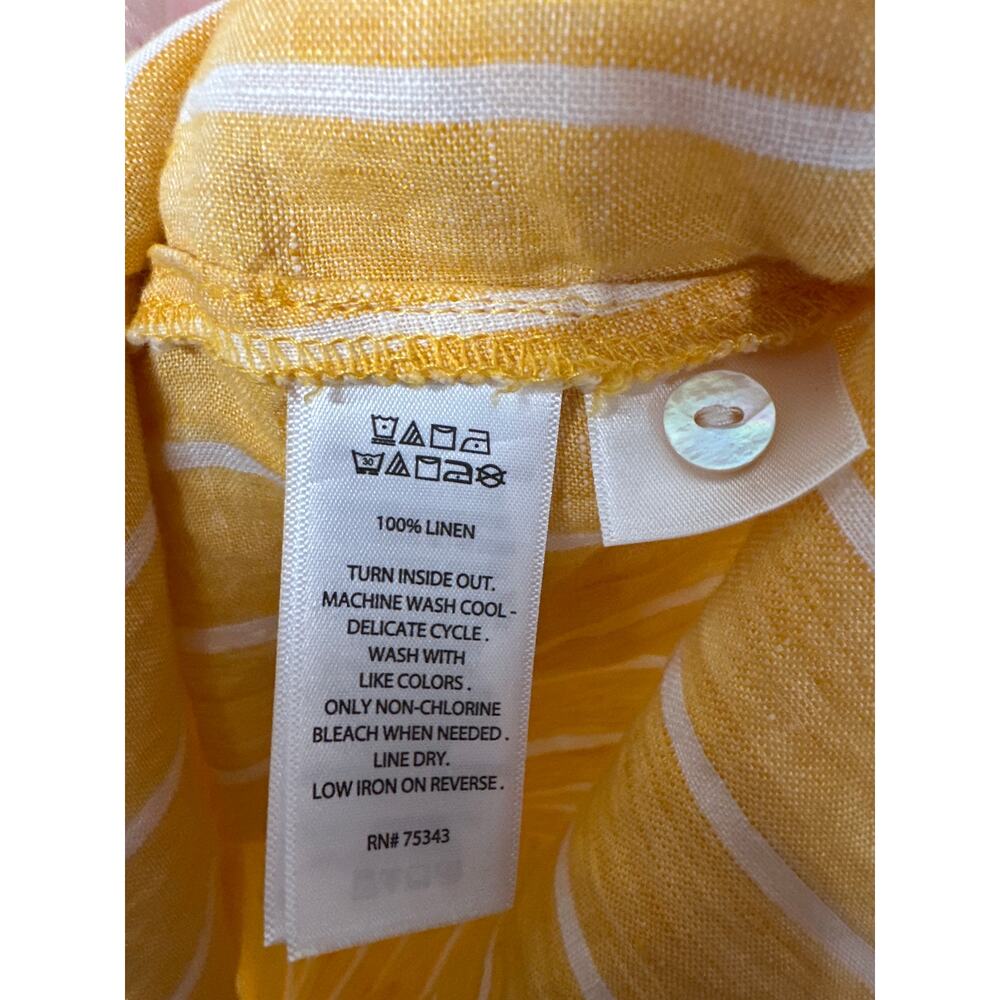 C&C California Womens Linen Top Tunic Roll Tab Sleeve Boho 1X Yellow - Picture 10 of 10